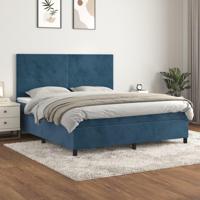 Boxspring met matras fluweel donkerblauw 180x200 cm - thumbnail