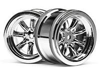 Vintage 8 spoke wheel 31mm shiny chrome 6mm offset - thumbnail