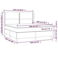 Boxspring met matras en LED stof donkergrijs 160x200 cm - thumbnail