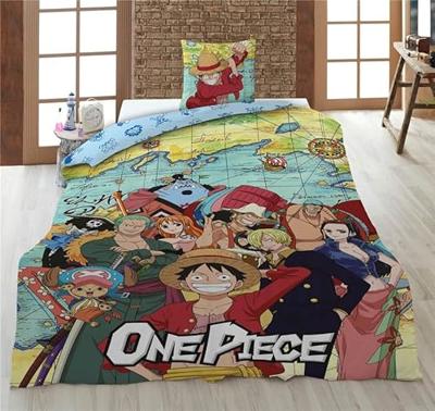One Piece Dekbedovertrek worldmap 140 x 200 cm - polykatoen