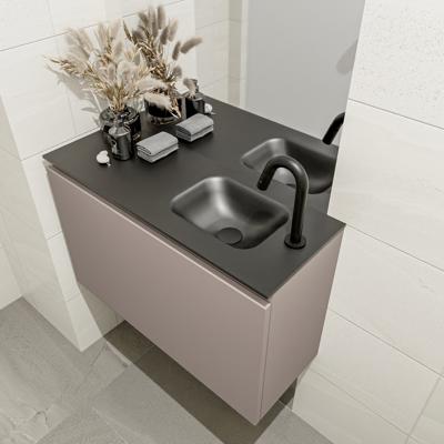 MONDIAZ OLAN 80cm toiletmeubel smoke. LEX wastafel urban rechts 1 kraangat