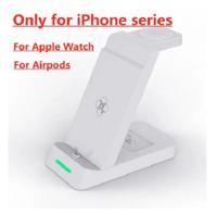 30W 3 In 1 Draadloze Oplader Standaard geschikt voor Iphone 14 12 - Apple Watch - Snel Opladen Dock Station- Wit - thumbnail