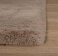 Tapeso Vierkant hoogpolig vloerkleed - Comfy plus - taupe - 200x200 cm - thumbnail