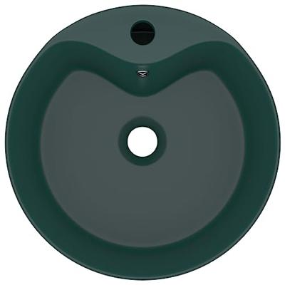 Wastafel met overloop 36x13 cm keramiek mat donkergroen