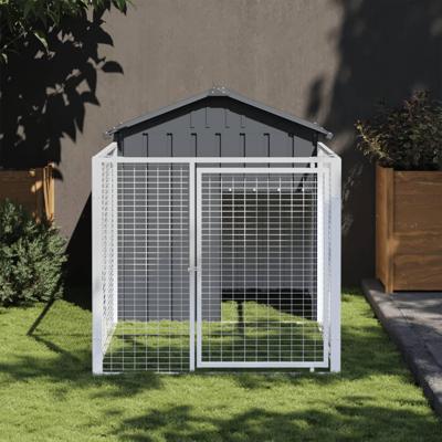 VidaXL Hondenhok met dak 117x201x123 cm gegalvaniseerd staal antraciet