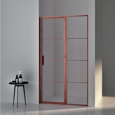 BWS Nisdeur Frame met Vast Paneel Voor Douchecabine 90x200 cm 8 mm NANO Glas Geborsteld Brons Koper BWS Nisdeur Frame met Vast Paneel Voor Douchecabine 90x200 cm 8 mm NANO Glas Geborsteld Brons Koper