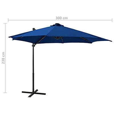 VidaXL Zweefparasol met paal en led-verlichting 300 cm azuurblauw