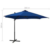 VidaXL Zweefparasol met paal en led-verlichting 300 cm azuurblauw - thumbnail