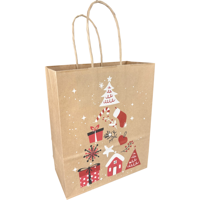 Tas | Boom | Papier | gedraaid papieren koord | 18x 8x22cm | draagtas | bruin/rood/wit/zwart | 300 stuks - thumbnail