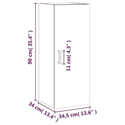 Hangkast 34,5x34x90 cm betongrijs