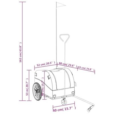 Fietstrailer 30 kg ijzer zwart en oranje - thumbnail