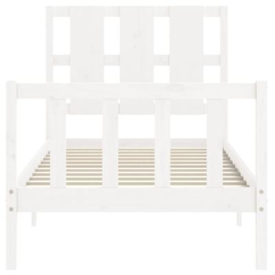 Bedframe met hoofdbord massief hout wit - thumbnail
