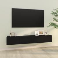 Tv-wandmeubels 2 st 100x30x30 cm bewerkt hout zwart - thumbnail