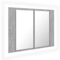 VidaXL Badkamerkast met spiegel en led 60x12x45 cm acryl betongrijs - thumbnail