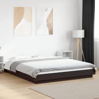 Bedframe met LED-verlichting bewerkt hout zwart 150x200 cm - thumbnail
