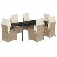 7-delige Tuinset met kussens poly rattan beige - thumbnail
