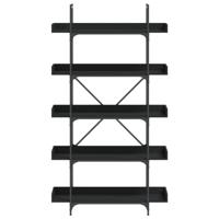 Boekenkast 5-laags 100x33x180,5 cm bewerkt hout zwart - thumbnail