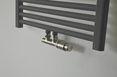 Onderblok Radiatoraansluitset Wiesbaden 16x2,0 +15 Knel Haaks Rechts Aansluiting Geborsteld Staal (RVS Look)