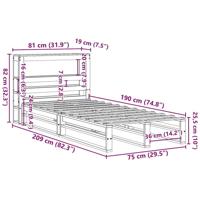 Bedframe zonder matras massief grenenhout wasbruin 75x190 cm - thumbnail