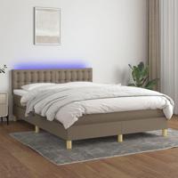 Boxspring met matras en LED stof taupe 140x190 cm - thumbnail