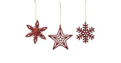 10 stuks! Hanger Kerstbal plastic Kerst Lintje rood Decoris - Decoris