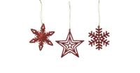 10 stuks! Hanger Kerstbal plastic Kerst Lintje rood Decoris - Decoris - thumbnail
