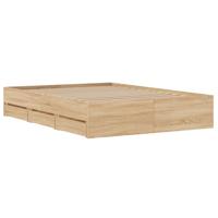 Bedframe met lades bewerkt hout sonoma eikenkleurig 120x200 cm - thumbnail