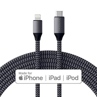 SATECHI USB-C Naar Lightning Oplaadkabel (1.8 Meter / 6.6 Ft) - Apple Mfi Gecertificeerd - Voor iPhone 14 Pro/14/14 Plus, iPhone 13 Pro Max/13 Pro/13/13 Mini, Airpods Pro, Airpods 3/2/ 1