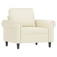 Fauteuil met voetenbank 60 cm fluweel crèmekleurig - thumbnail
