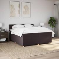 Boxspring met matras stof donkerbruin 200x200 cm - thumbnail