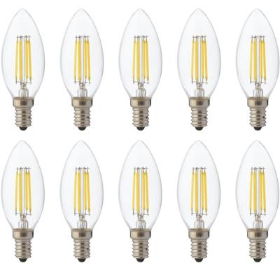LED Kaarslampen 10-Pack - Filament E14 Fitting - 6W Dimbaar Warm Wit 2700K