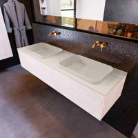 Badkamermeubelset Mondiaz Erin 150 cm met 1 Lade met RIDGE Wastafel Dubbel Linen Zonder Kraangaten Greeploos Mat Underlayment - thumbnail