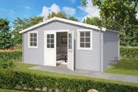 Outdoor Life Udo Blokhut 500x320 cm 28 mm vuren Platinum Grey-Wit gecoat- Zadeldak- - Outdoor Life - thumbnail