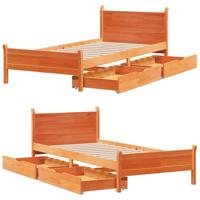 Bedframe zonder matras massief grenenhout wasbruin 135x190 cm - thumbnail