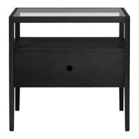 Ethnicraft Nachtkastje 'Spindle' Gevernist Eikenhout en glas, kleur Zwart - thumbnail