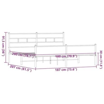 Bedframe zonder matras metaal bruin eikenkleur 180x200 cm