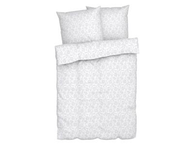 LIVARNO home Dekbedovertrek 240 x 220 cm (Bladeren/wit/lichtgrijs)