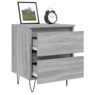 Nachtkastjes 2 st 40x35x50 cm bewerkt hout grijs sonoma eiken