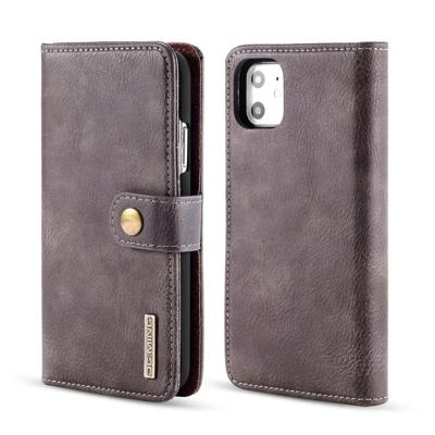 Dg. MING Crazy Horse textuur Flip afneembare magnetische lederen draagtas met houder & kaartsleuven & portemonnee voor iPhone 11 (grijs)