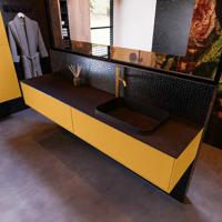 Badkamermeubelset Mondiaz Erin 200 cm met 2 Lades met RIDGE Wastafel Rechts Urban met 1 kraangat Greeploos Mat Ocher - thumbnail