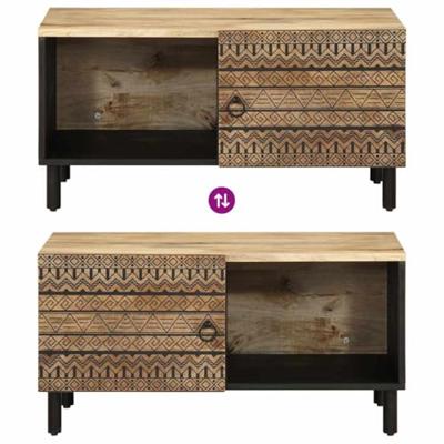 Salontafel 80x50x40 cm massief ruw mangohout zwart