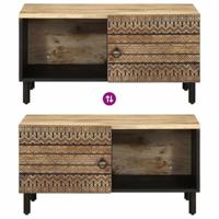 Salontafel 80x50x40 cm massief ruw mangohout zwart - thumbnail