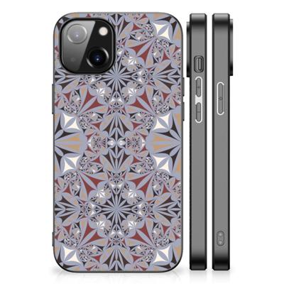 Apple iPhone 13/14 Marmeren Print Telefoonhoesje Flower Tiles Apple iPhone 13/14 Marmeren Print Telefoonhoesje Flower Tiles