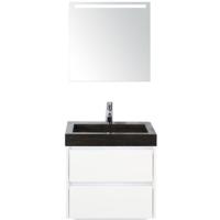 Dante Badmeubelset 60 cm - Wit Hoogglans - Wastafel Hardsteen Wit Lucca met Sence Spiegel - thumbnail