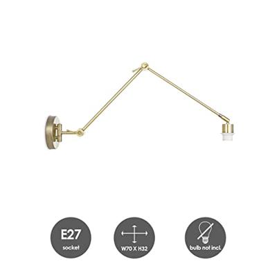 Klassieke wandlamp Shift voor lampenkap, 70-70-32cm, Messing, wandlamp met-verstelbare-arm-van, Metaal, geschikt-voor-E27-LED-lichtbron, voor-lampenkap-met-doorsnede-max., 20cm Klassieke wandlamp Shift voor lampenkap, 70-70-32cm, Messing, wandlamp met-verstelbare-arm-van, Metaal, geschikt-voor-E27-LED-lichtbron, voor-lampenkap-met-doorsnede-max., 20cm