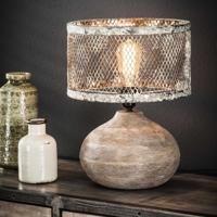 Tafellamp 'Cary' met houten voet, Ø31cm - thumbnail