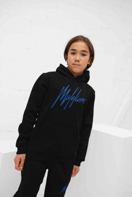 Malelions Hoodie signature gestreept - Zwart / Kobalt blauw