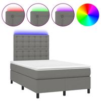 Boxspring met matras en LED stof donkergrijs 120x200 cm - thumbnail