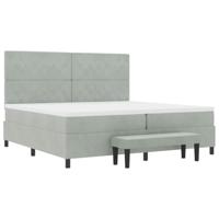 Boxspring Bed met Matras & Bank Lichtgrijs 200x200 cm Fluweel - thumbnail