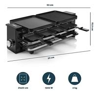 Princess 162925 Raclette Piano Black 8 gourmetstel - thumbnail